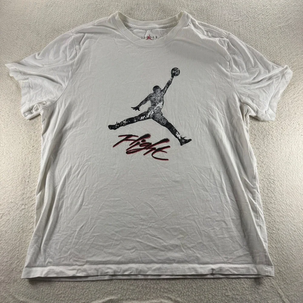 Jordan Flight T-Shirt Mens XXL White Good Jumpman Graphic Cotton Tee